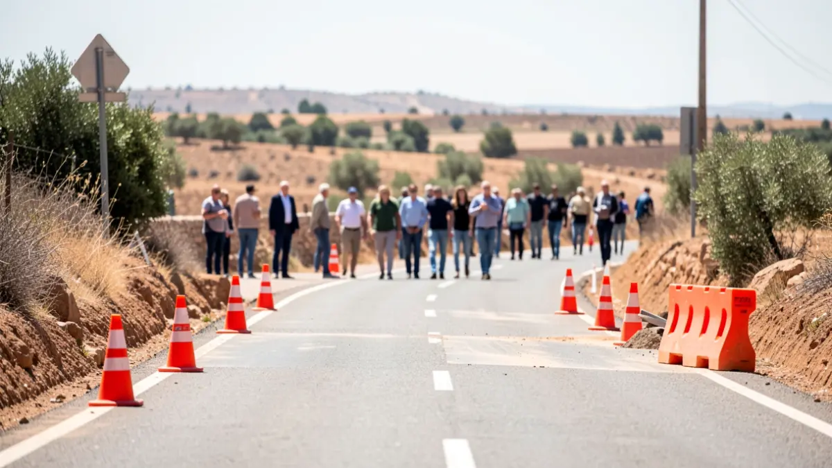 Imagen de obras de reparación en la carretera A333 en el paraje de las Angosturas, cerca de Priego de Córdoba.