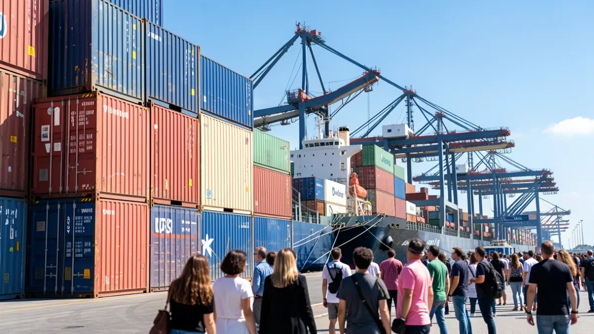 Image of stacked containers at the Port of Malaga.
