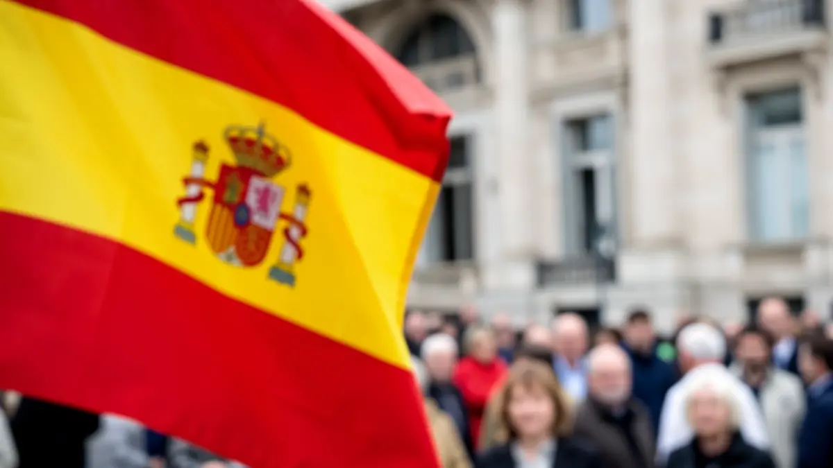 Banderas de España y Andalucía ondeando frente a un edificio institucional.
