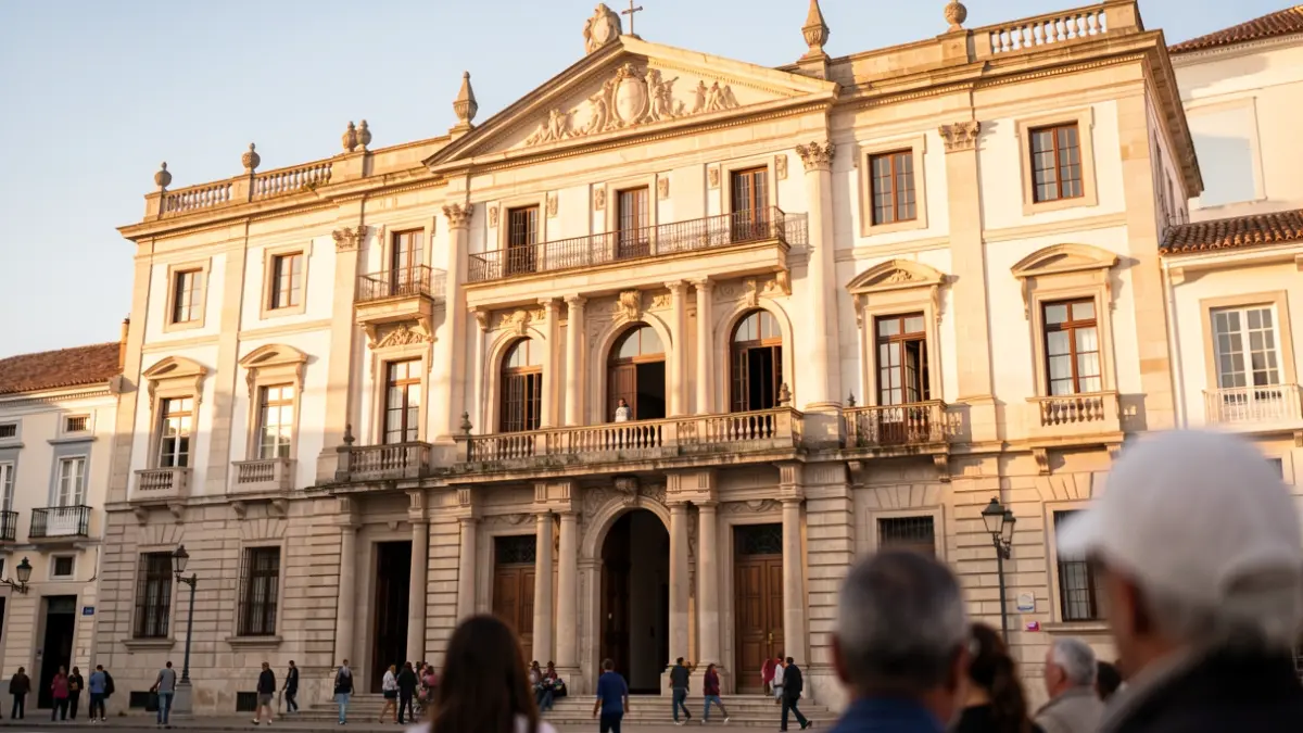 Fachada de la Casa Colón en Huelva durante una gala de premios.