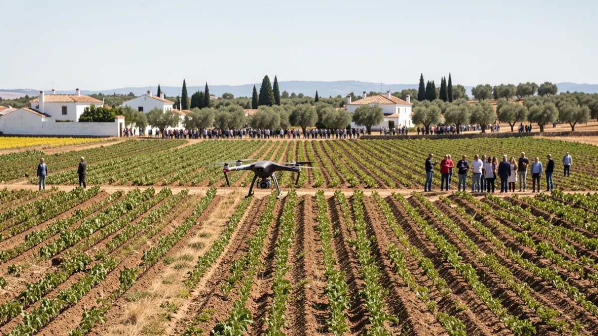 Dron sobre un campo de cultivo en Andalucía.