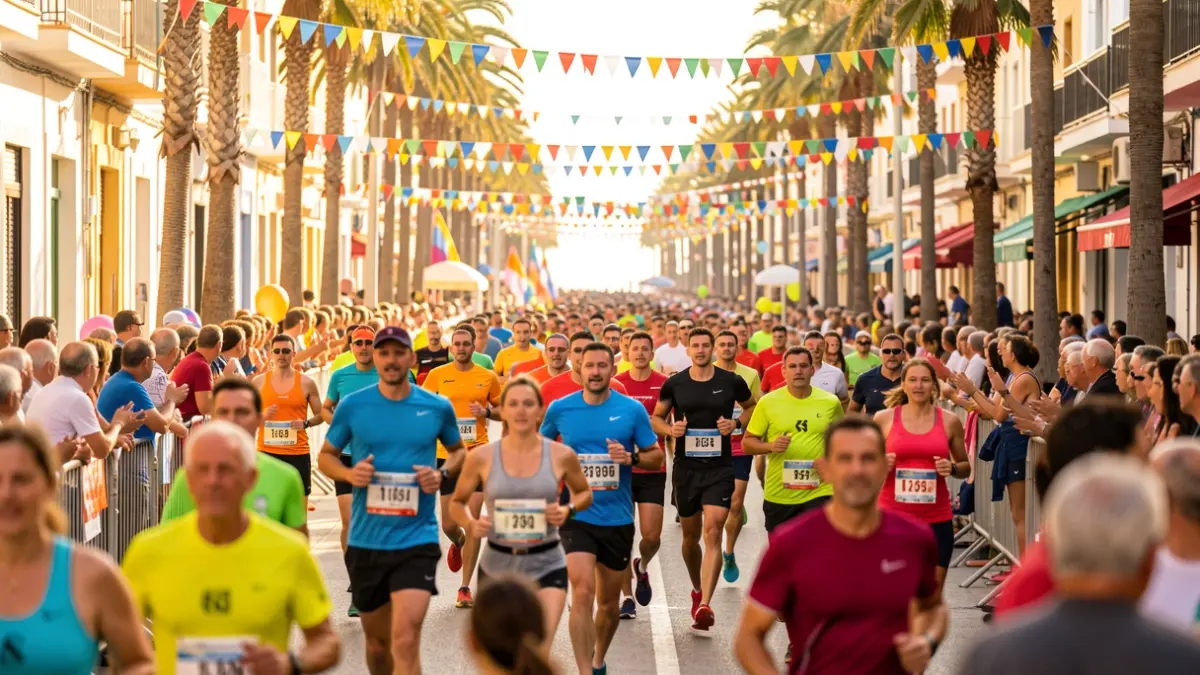 Imagen genérica de una carrera popular en Fuengirola con corredores y público.