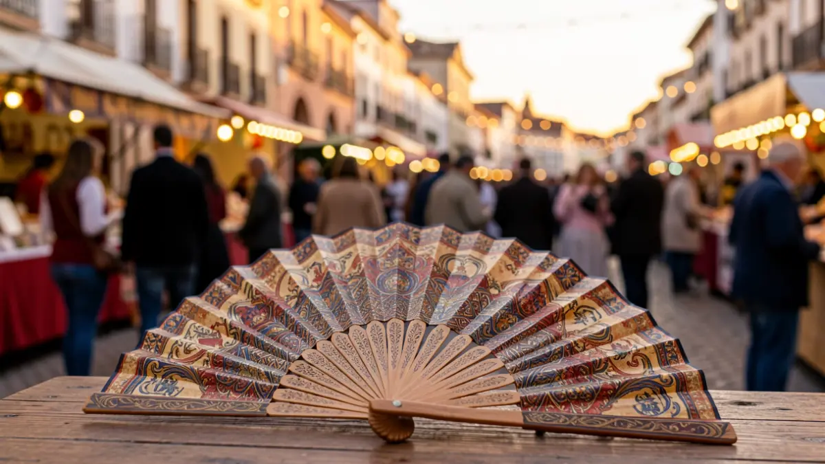 Abanico de feria con detalles ornamentales, símbolo de la Real Feria de Écija.