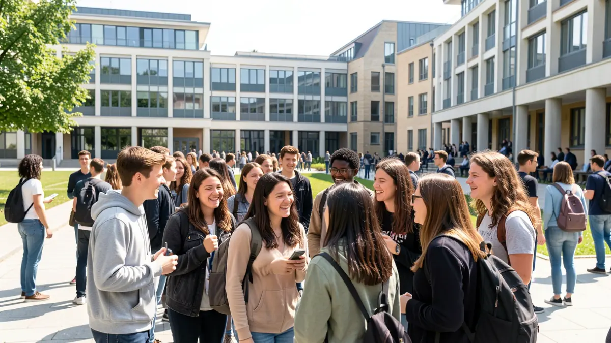 Imagen genérica de estudiantes internacionales en un campus universitario.