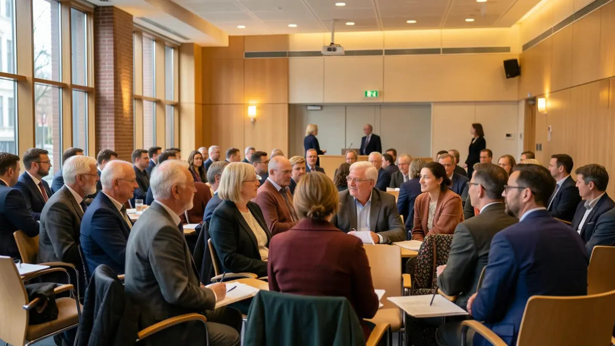 Generic image of a university event with senior individuals and institutional representatives in a conference hall.