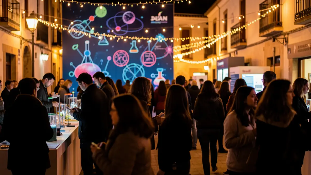 Generic image of the European Researchers' Night in Jaén, with people interacting with scientific exhibits.