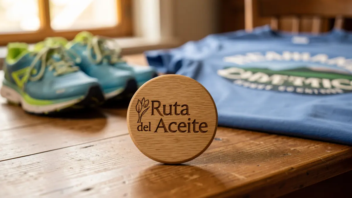 Medalla de madera personalizada de la XXI Ruta del Aceite de La Victoria.