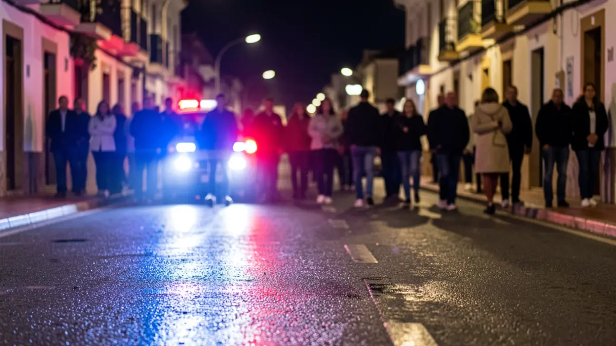Generic image of police emergency lights reflecting on wet asphalt at night.