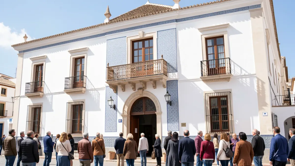 Fachada del Ayuntamiento de Manilva con arquitectura andaluza.