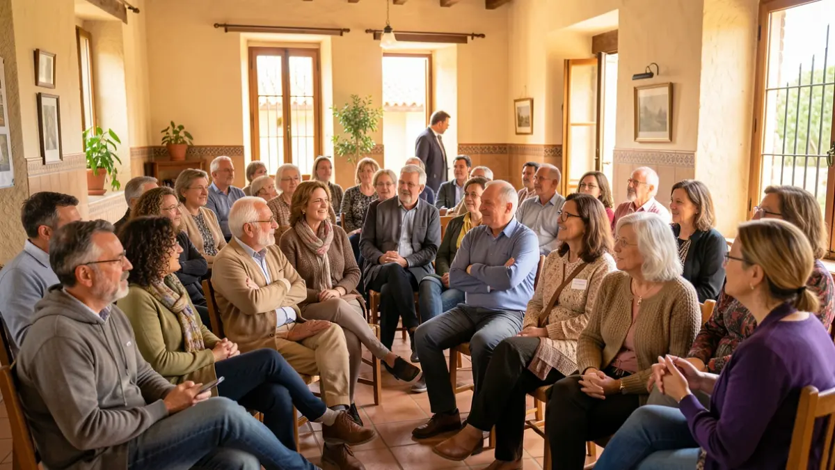 Imagen genérica de personas de diversas edades reunidas en un centro comunitario andaluz.