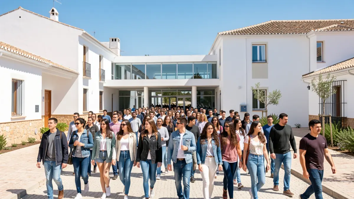 Imagen genérica de estudiantes entrando a un centro educativo en Andalucía.