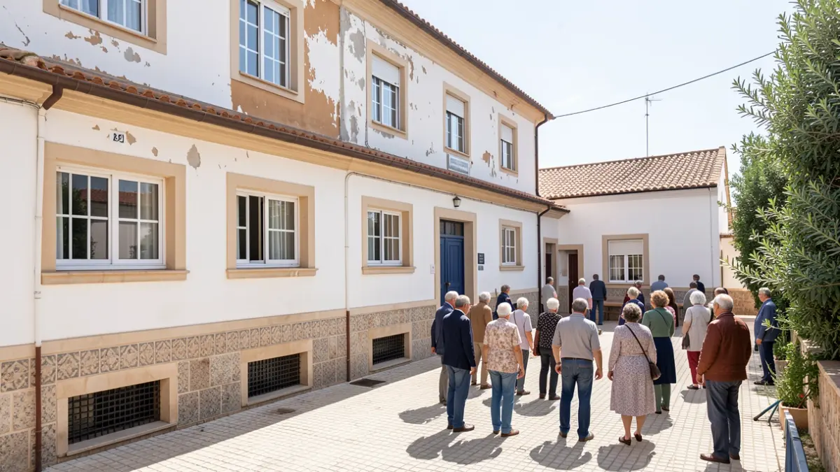 Fachada de una residencia de mayores municipal en Sanlúcar de Barrameda con mejoras recientes.