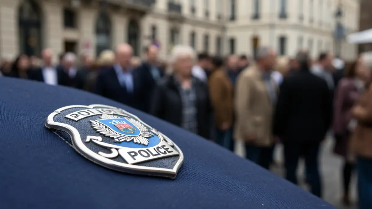 Placa de la Medalla al Mérito Policial con distintivo azul.