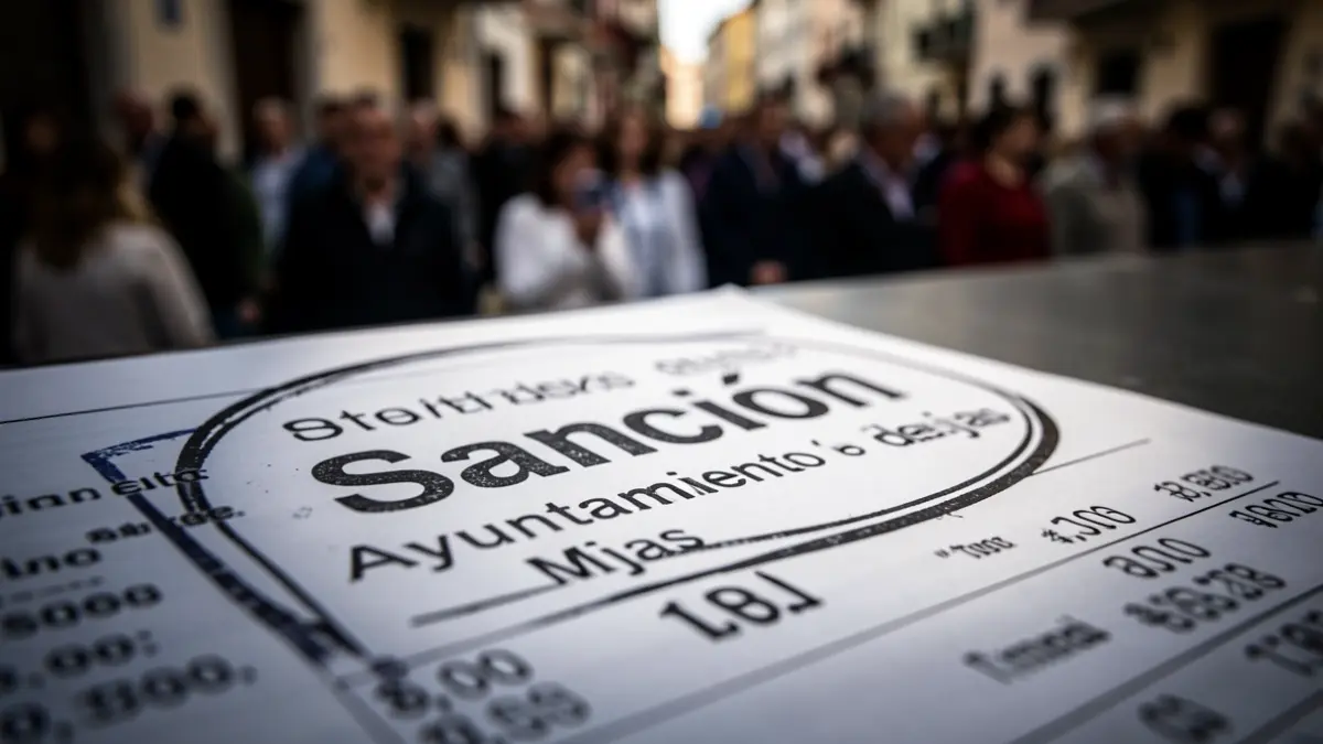 Official sanction stamp from the Mijas City Council on a financial document.