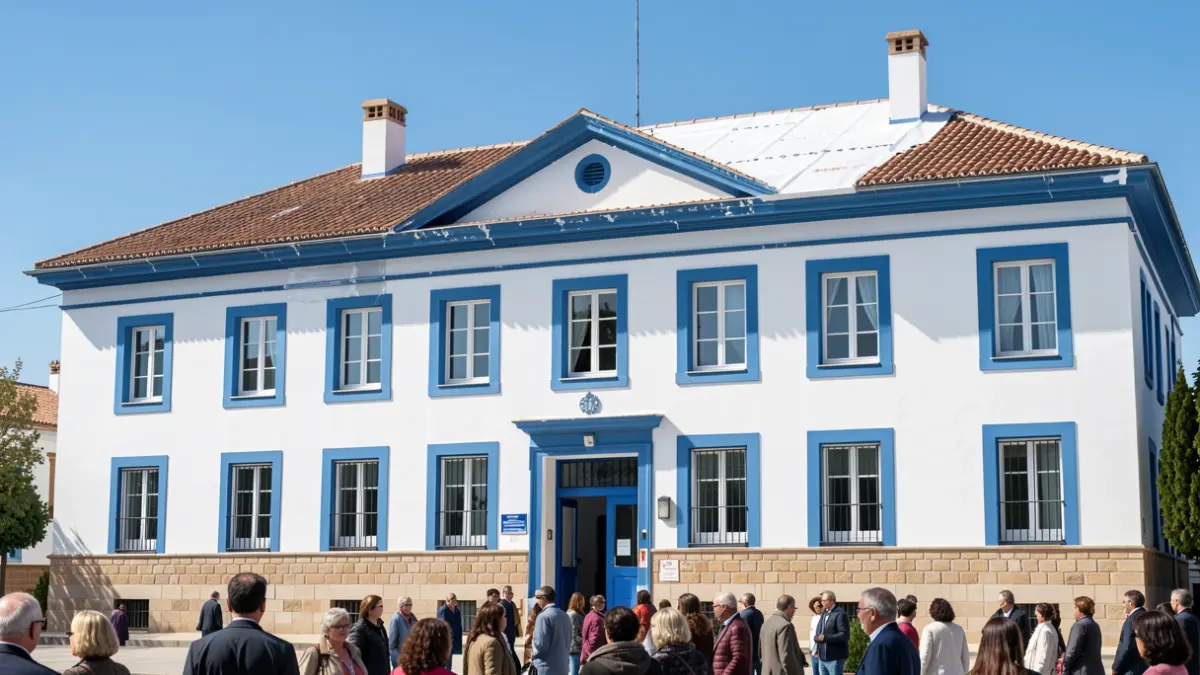 Facade of a public school in Andalucía with recent improvements.