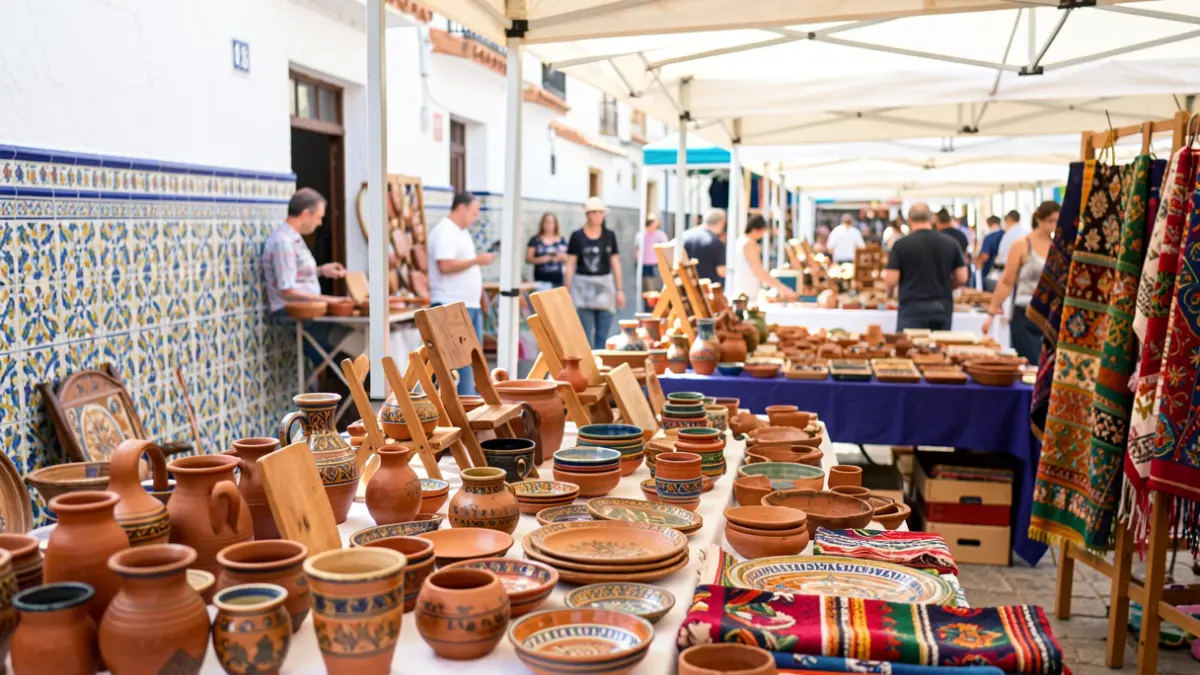 Imagen genérica de una feria de artesanía con diversos productos expuestos.