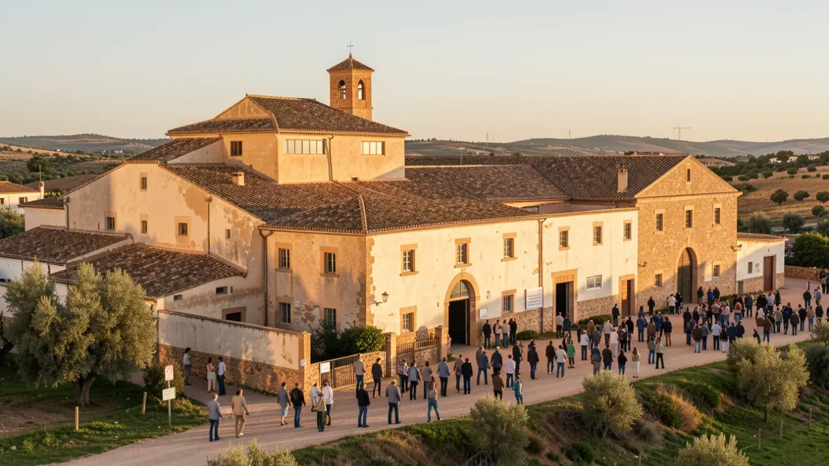 Fachada de una antigua fábrica de azúcar en Motril, Andalucía, bajo la luz del sol de la tarde.