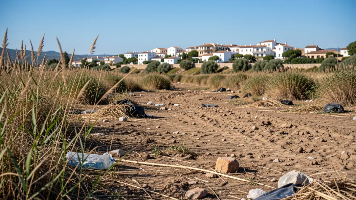 Image of the Rambla de Las Brujas in Motril, showing cleaning and clearing work.
