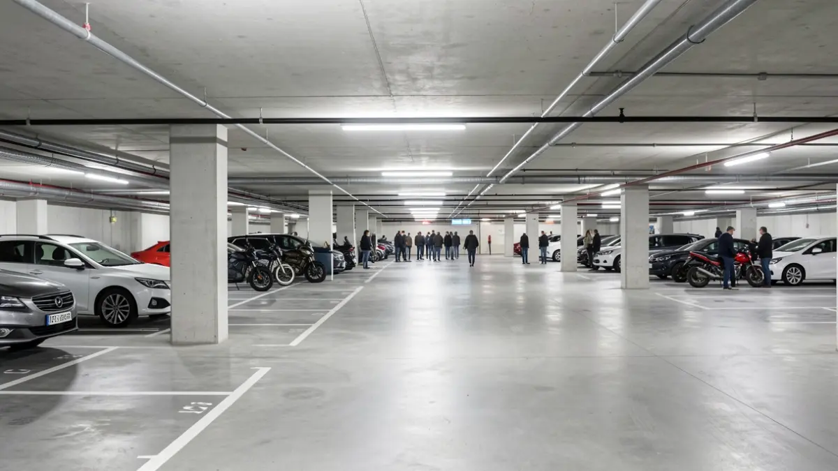 Imagen genérica de un aparcamiento subterráneo moderno.
