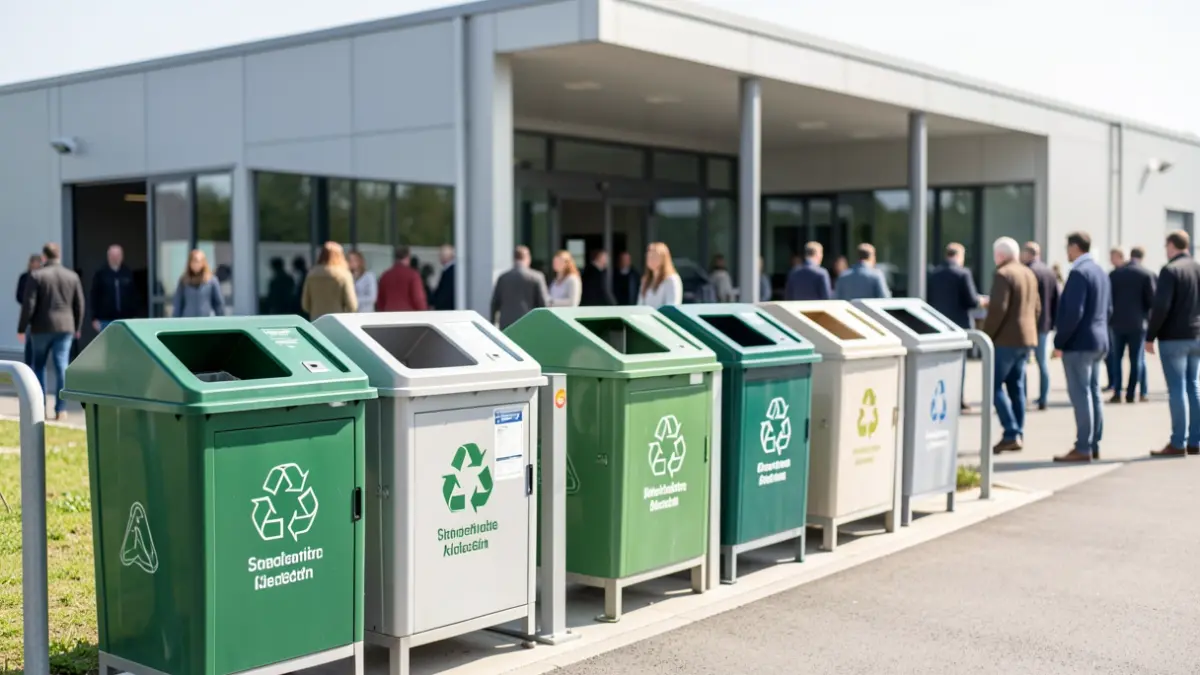 Imagen genérica de un punto limpio con contenedores de reciclaje organizados.