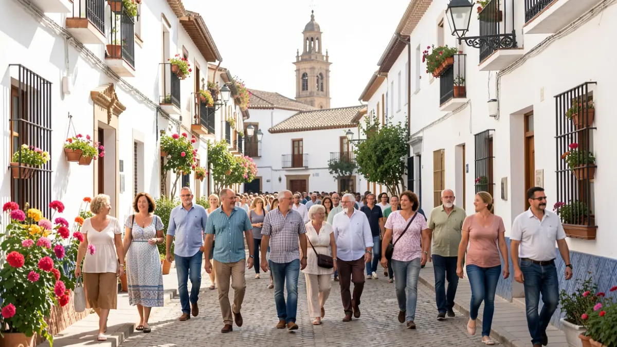 Grupo de personas visitando Ogíjares durante la Semana Europea de la Movilidad.
