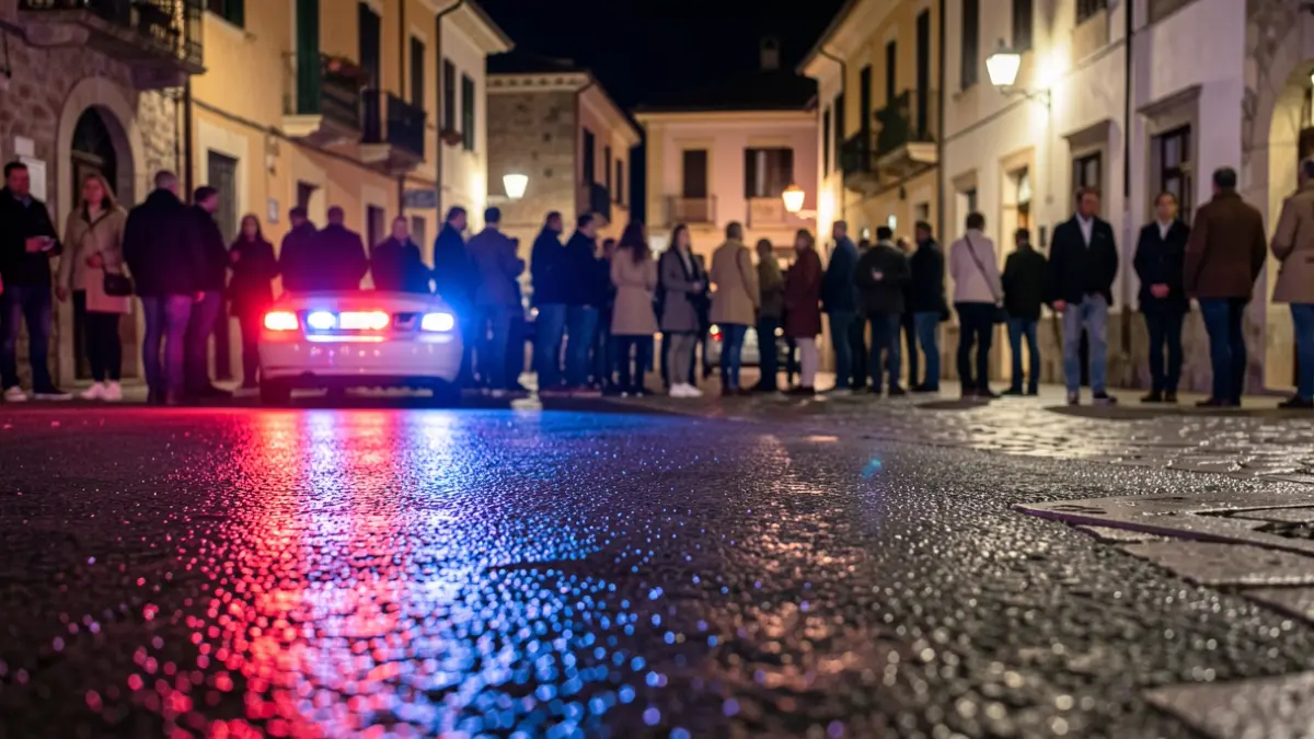 Generic image of police emergency lights reflecting on wet asphalt at night.