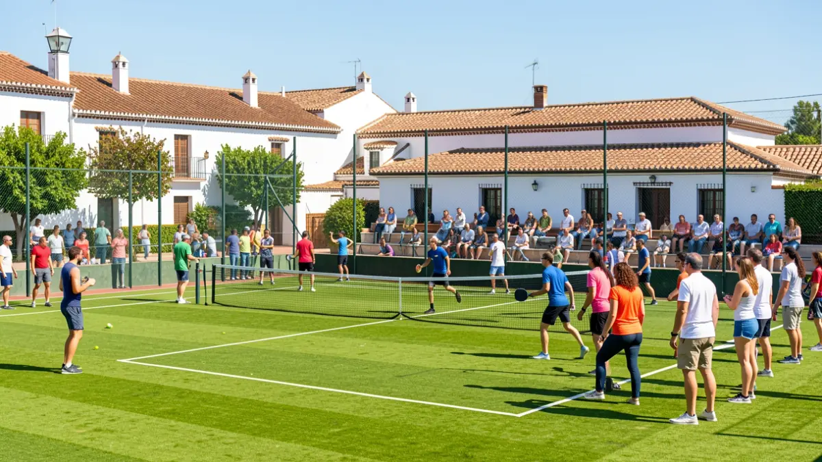 Municipal sports facilities in Andalusia with a football pitch and paddle tennis courts.