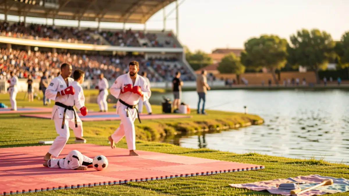 Imagen genérica de un fin de semana deportivo en Andalucía con fútbol, karate y pesca.