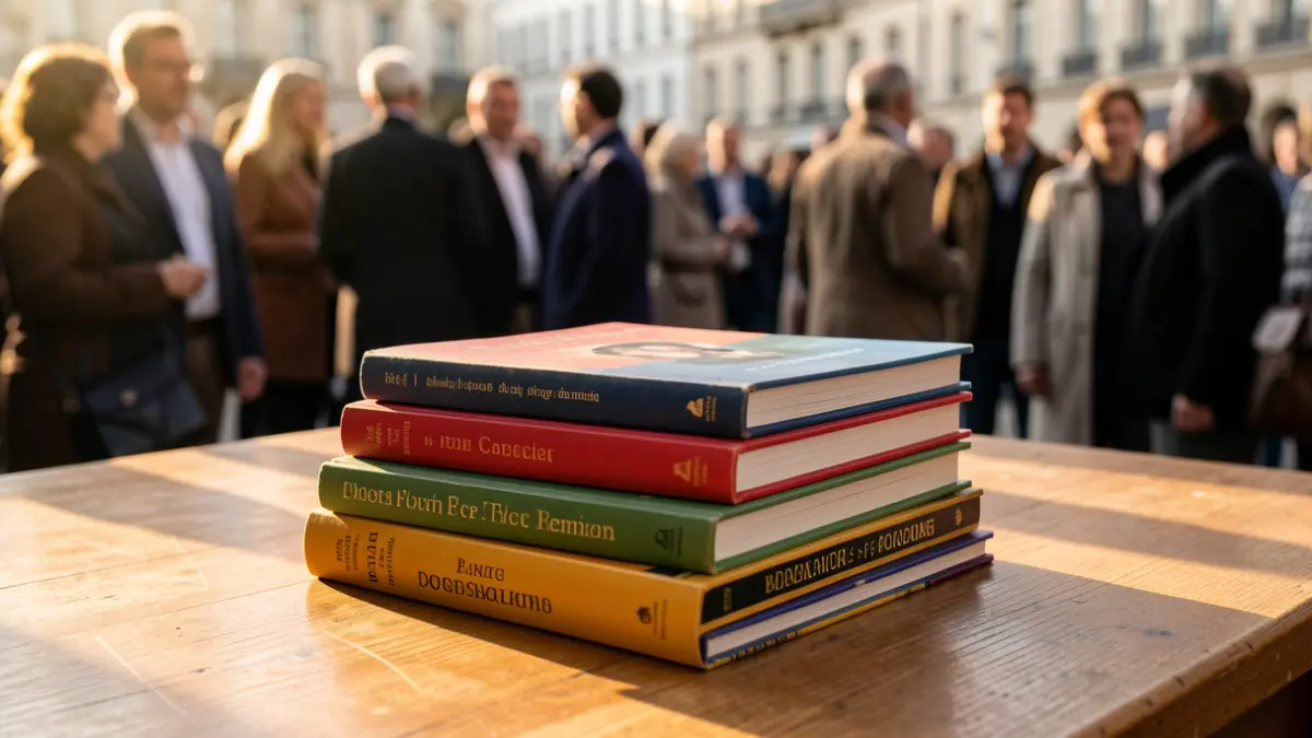 Imagen genérica de libros de texto apilados sobre un escritorio.