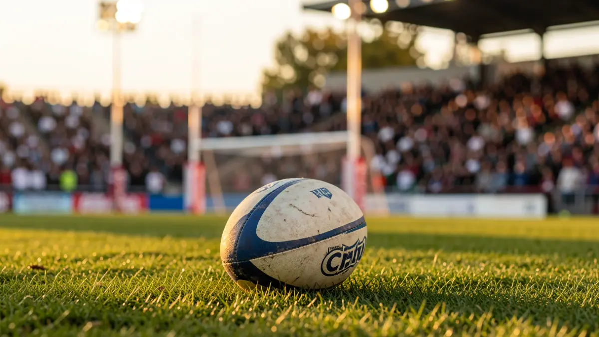 Generic image of a rugby ball on a grass field.