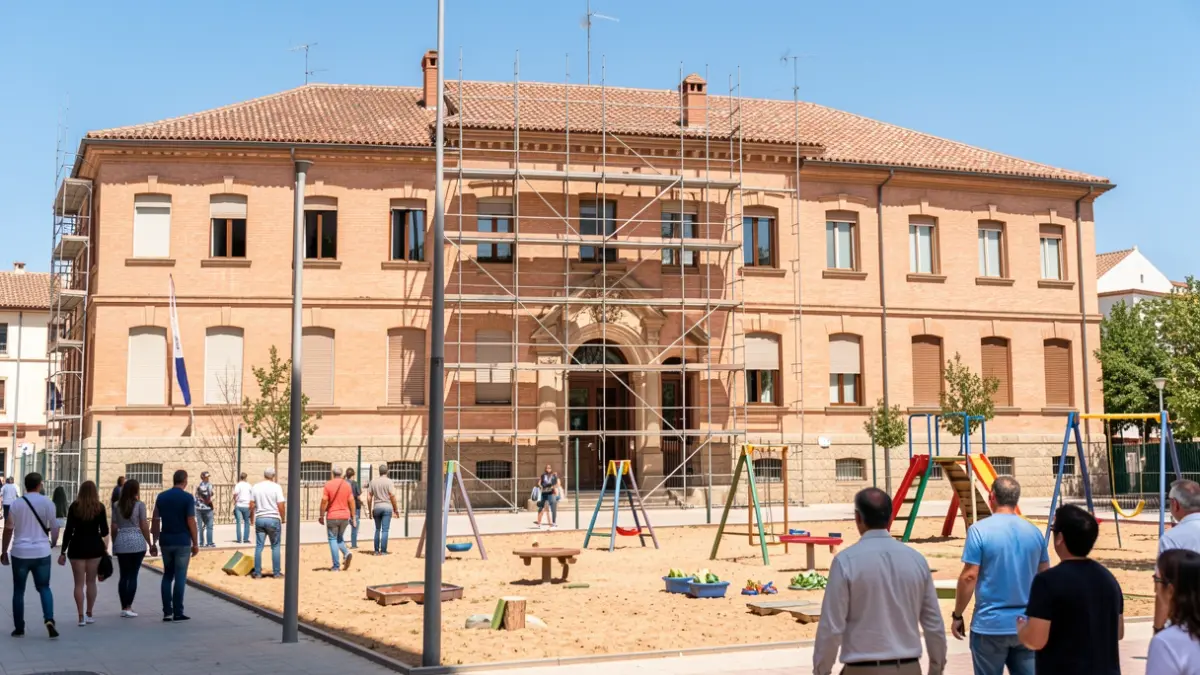Image of a public school in Rota undergoing renovation.