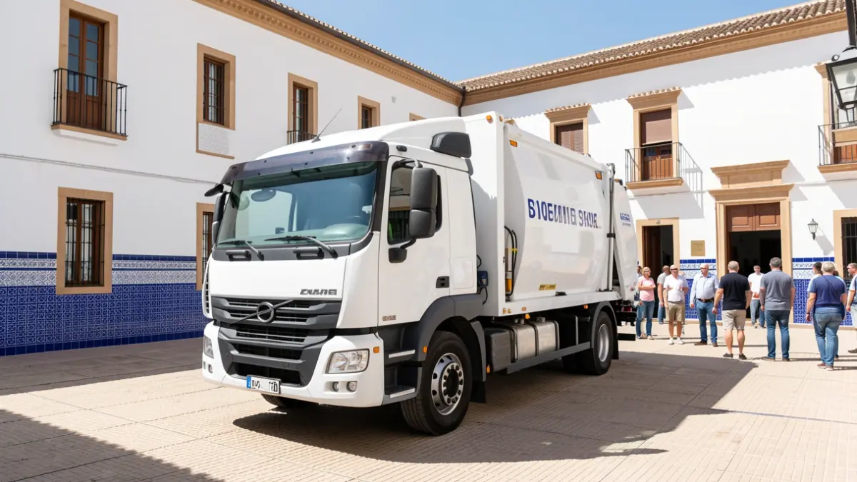 Nuevo camión lavacontenedores en el patio del Ayuntamiento de San Roque.
