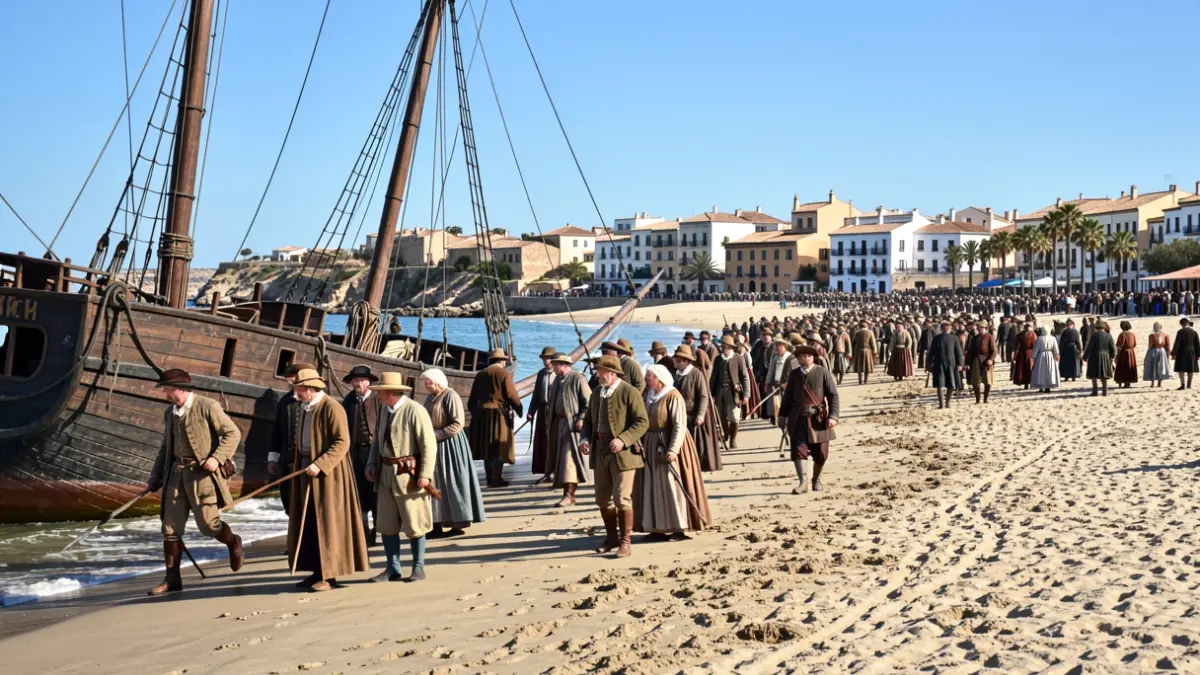 Historical reenactment of a landing in Sanlúcar de Barrameda.