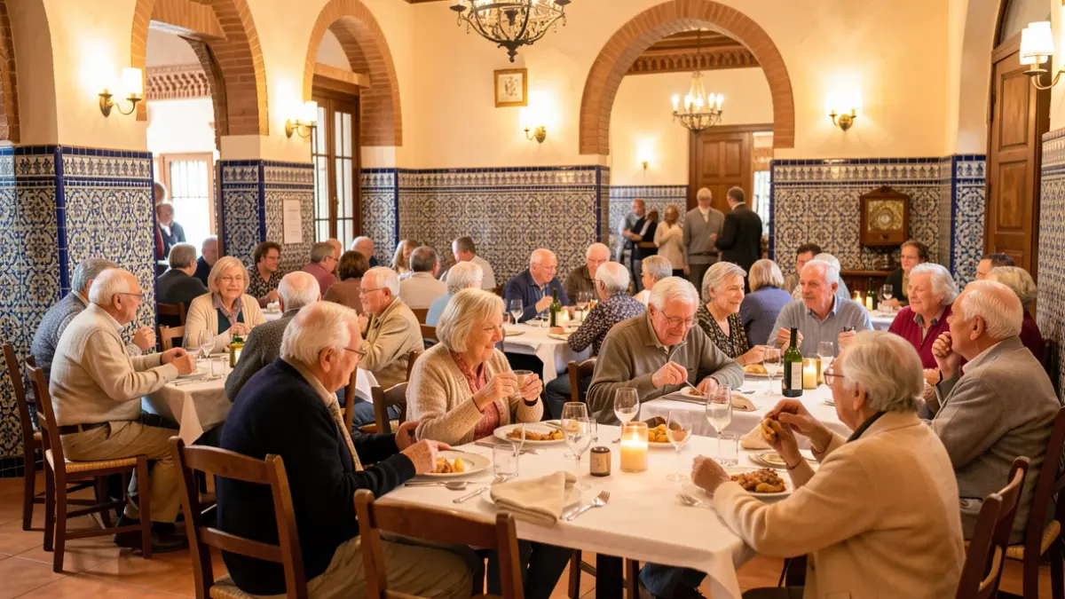 Generic image of a municipal celebration in Andalusia with elderly people.