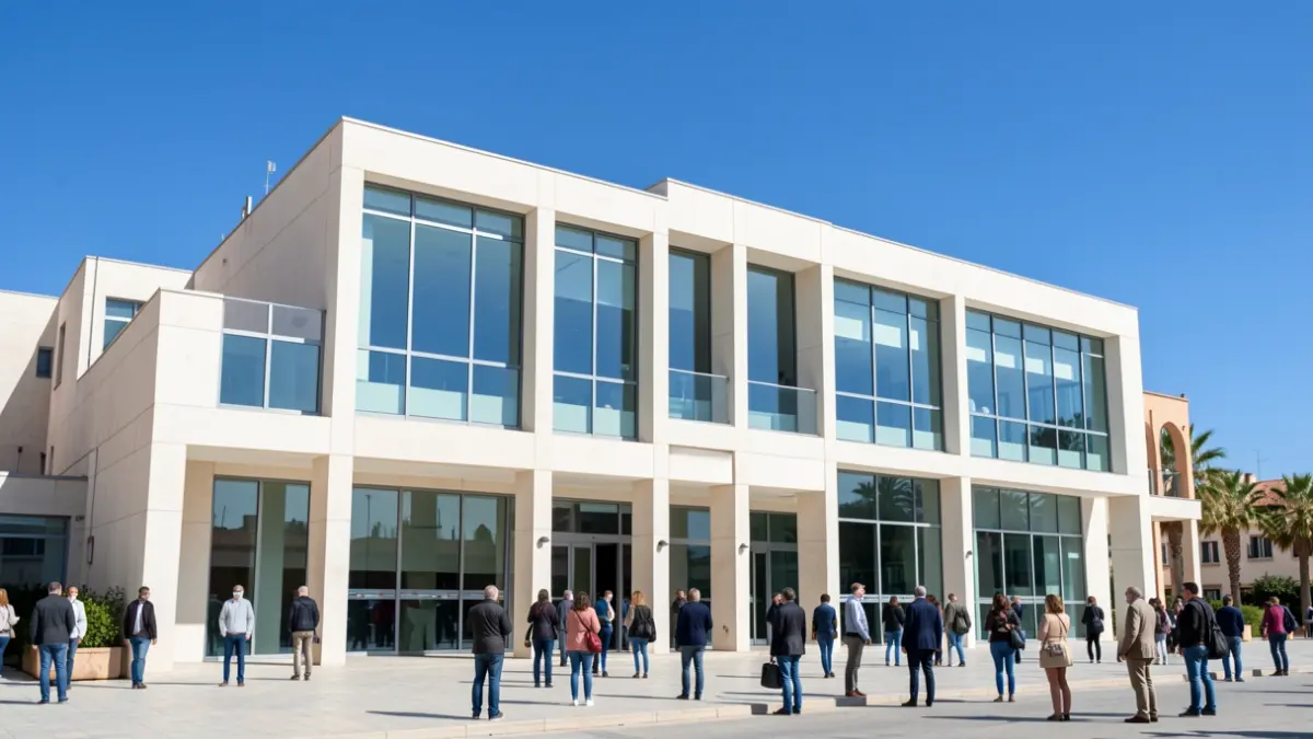 Facade of a modern institutional building in Andalusia.