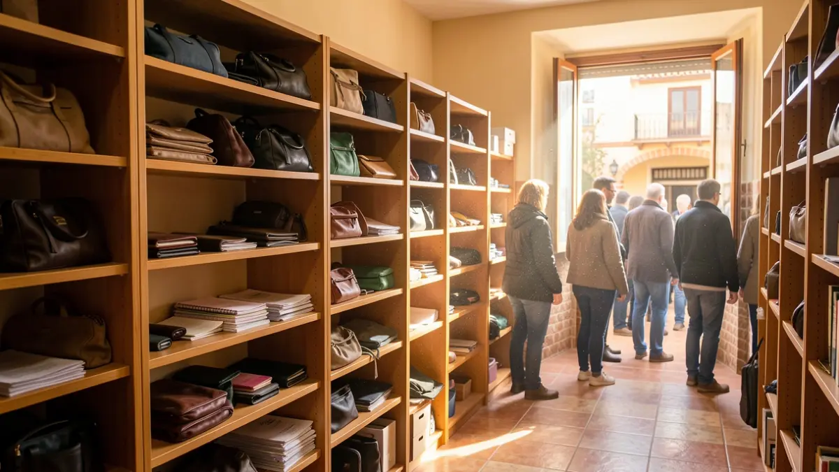 Municipal lost and found office in Andalucía with shelves full of found items.