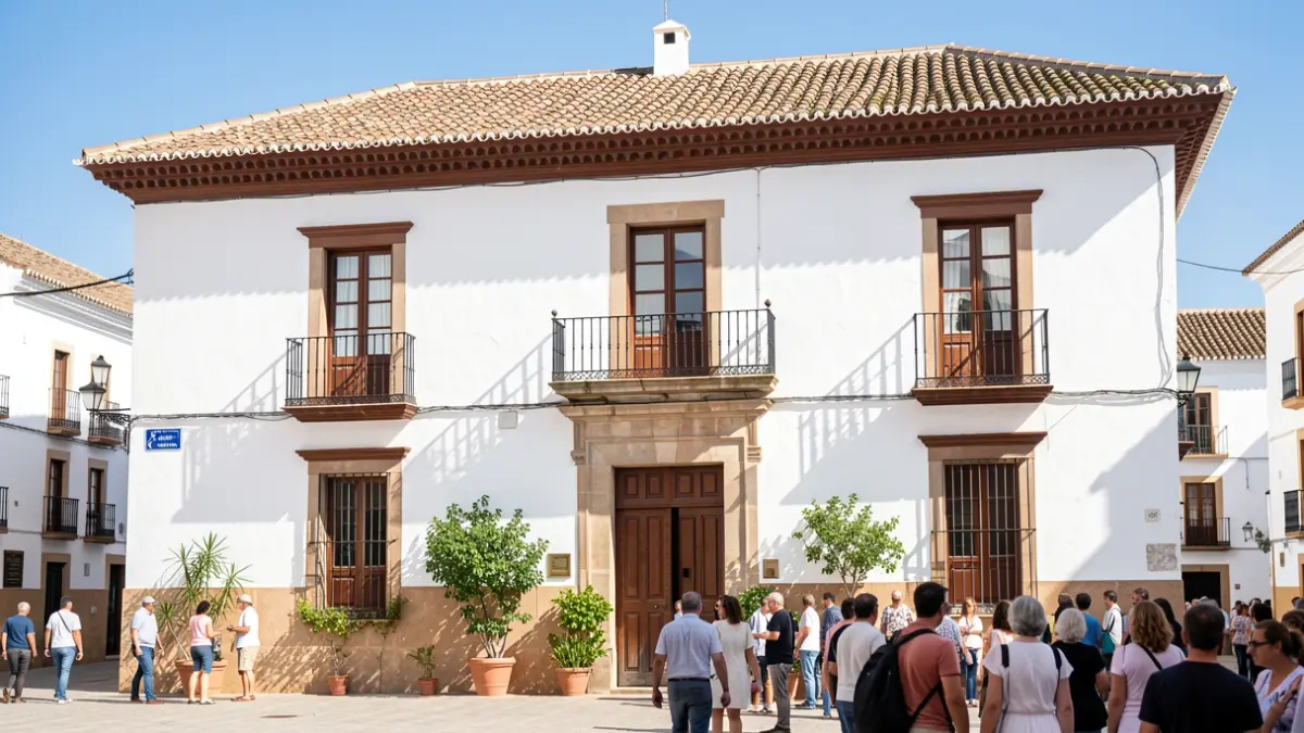 Facade of an Andalusian town hall with plants.