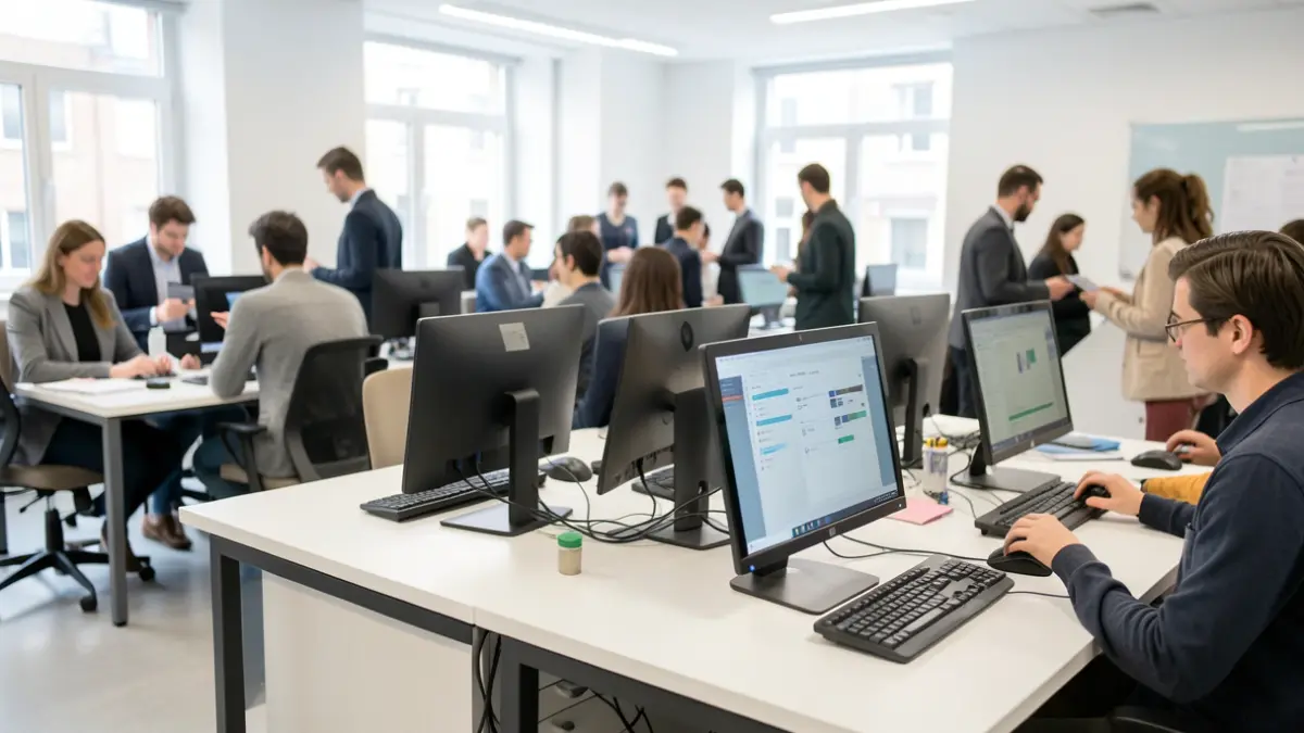 Imagen genérica de un centro de formación digital con ordenadores.