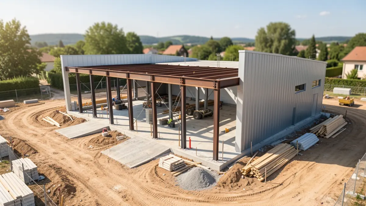 Imagen genérica de la construcción de un parque de bomberos moderno.