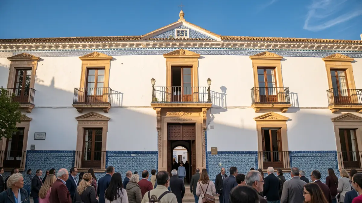 Generic image of the facade of an Andalusian town hall with traditional architectural details.