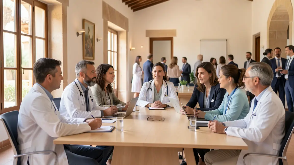 Generic image of a group of healthcare professionals in a conference room in Andalusia.