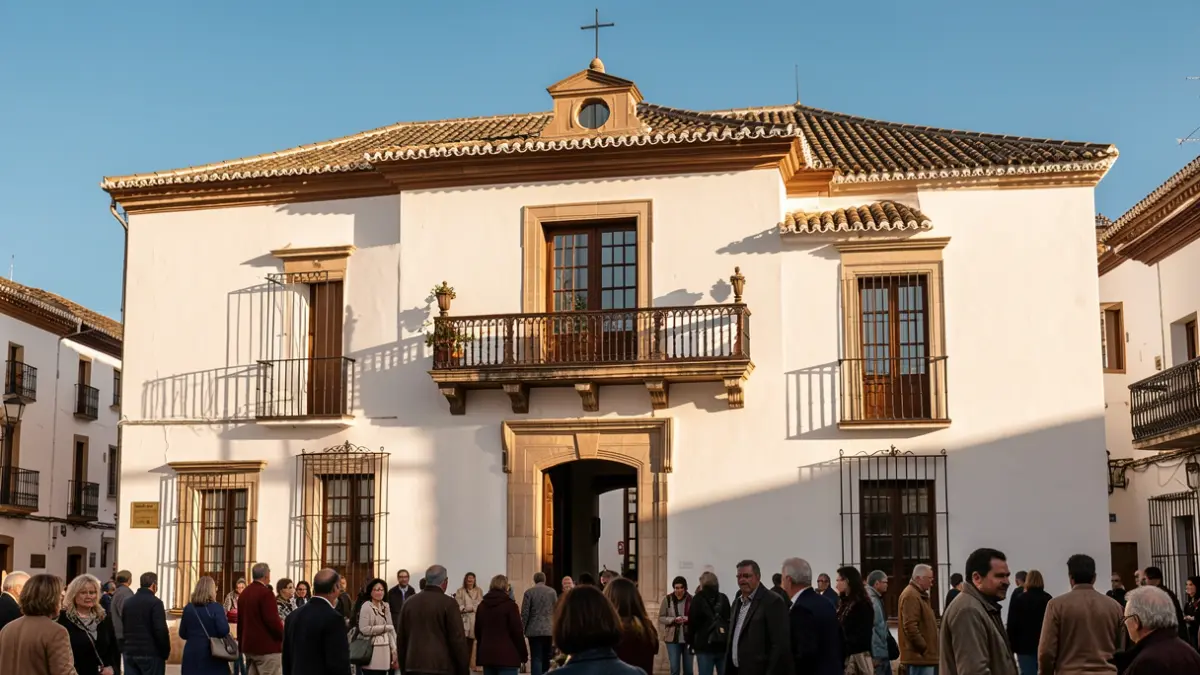 Fachada del Ayuntamiento de Cartajima durante la celebración del Día de la Virgen del Rosario.