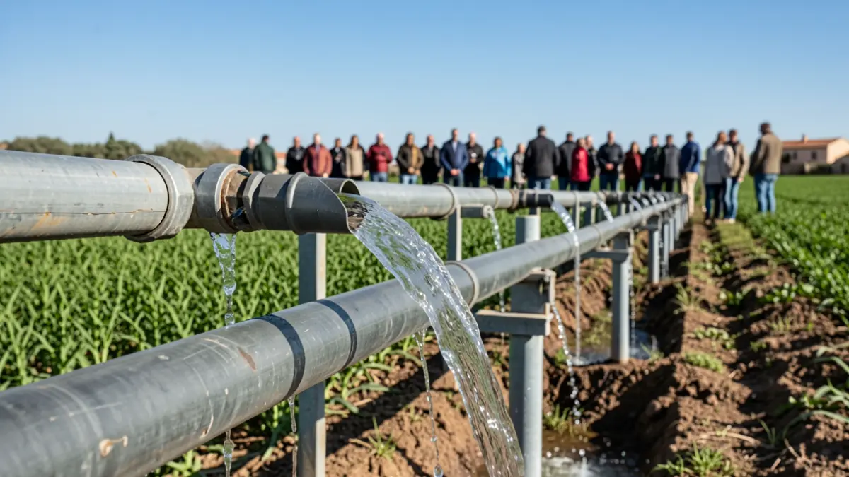 Tuberías de riego agrícola con agua tratada en Chipiona.