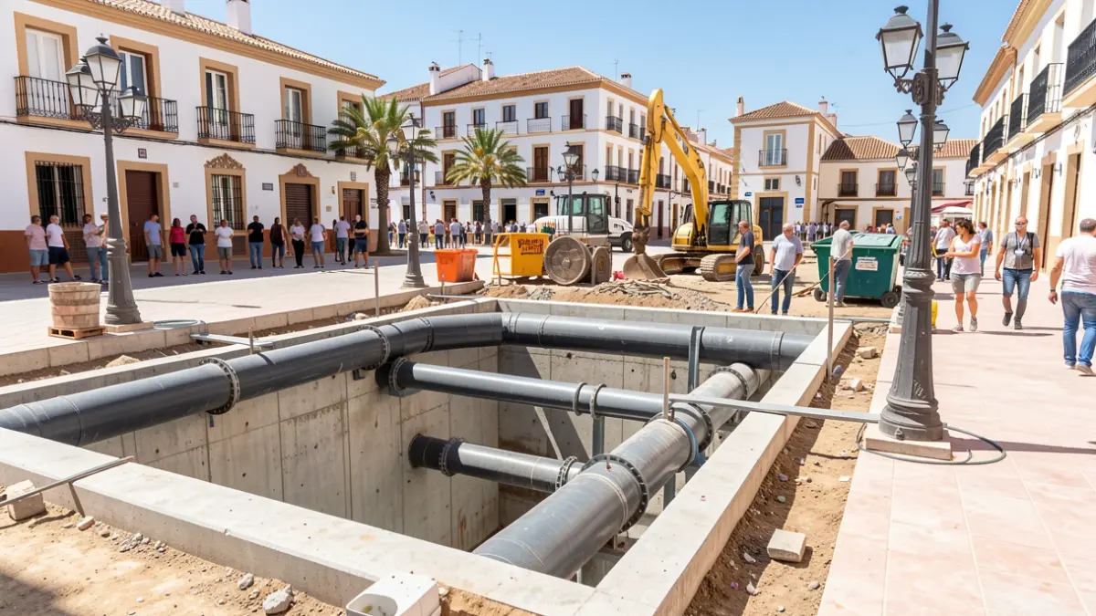 Instalación de contenedores soterrados en Chipiona.