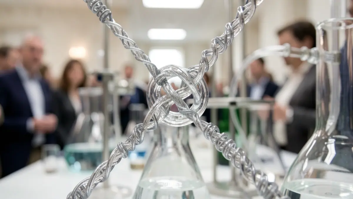 Estructura molecular compleja de un espliceosoma en proceso de desmontaje.