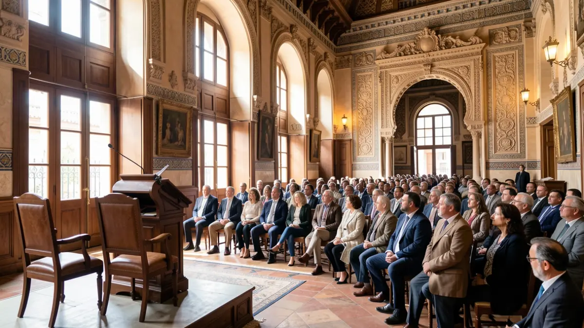 Imagen genérica del interior de un edificio histórico con arquitectura oficial.