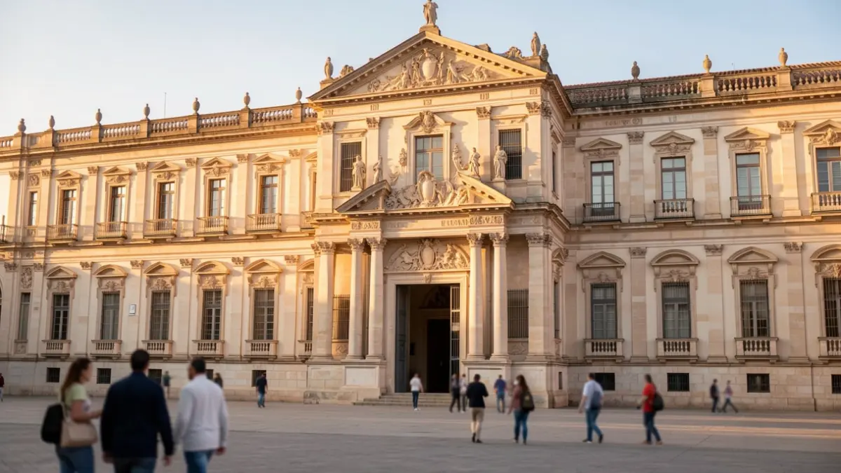 Generic image: an institutional building with classical architecture under the afternoon sun.