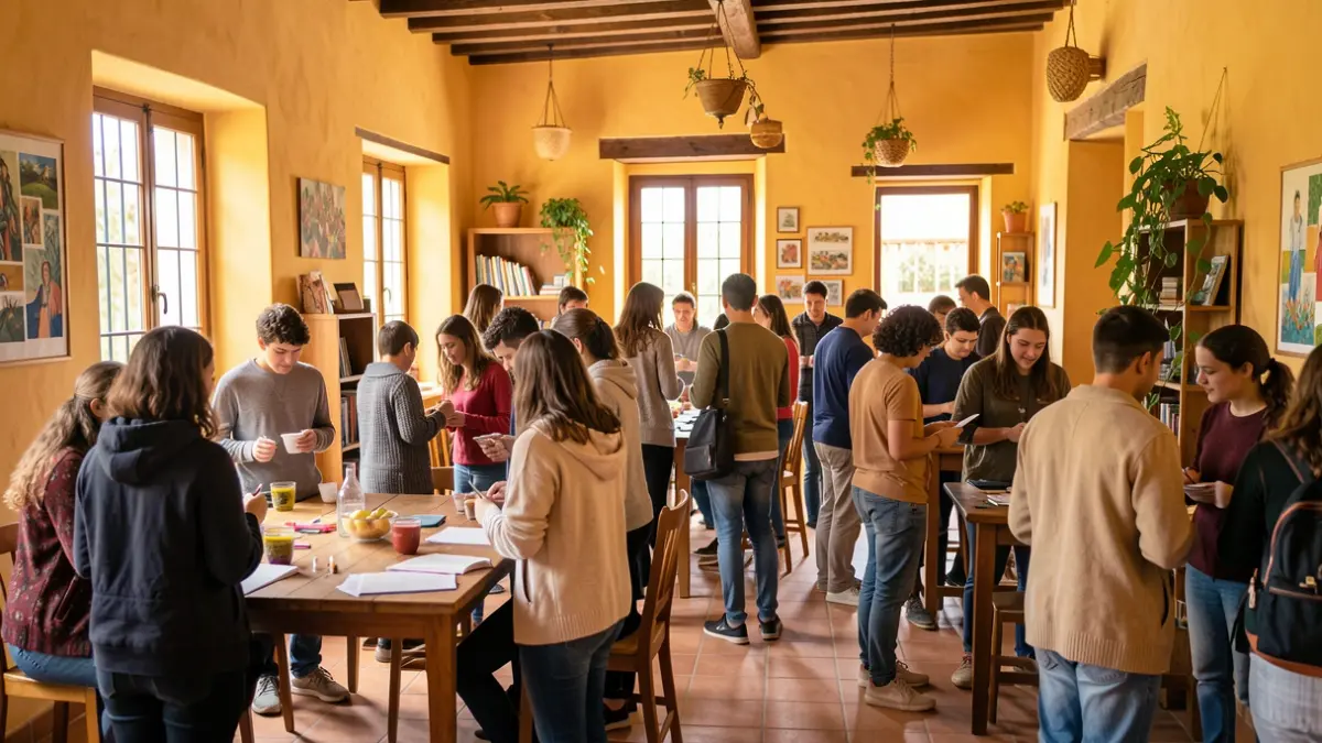 Imagen genérica de un centro juvenil en Andalucía con jóvenes interactuando.