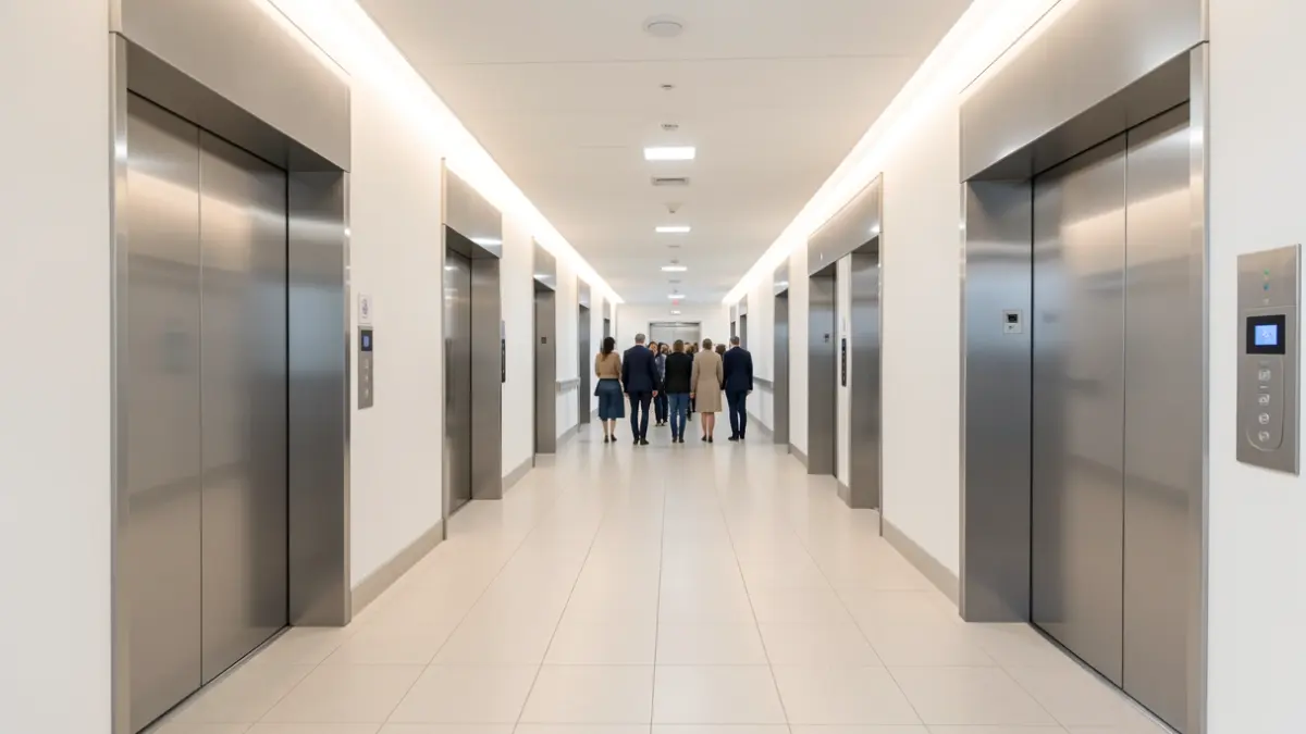 Image of the four new elevators at the Juan Ramón Jiménez University Hospital.