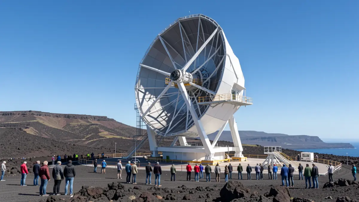 Render of the European Solar Telescope (EST) under construction at the Roque de los Muchachos Observatory.